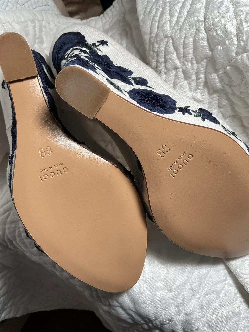 Gucci Horsebit Canvas Wedge with Embroidered Heels